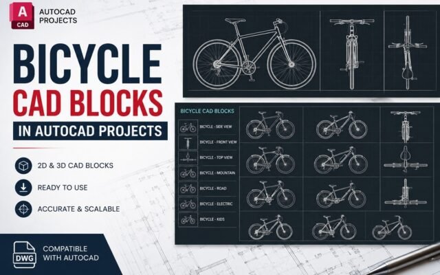 Bicycle CAD blocks and technical bike drawings used in AutoCAD projects