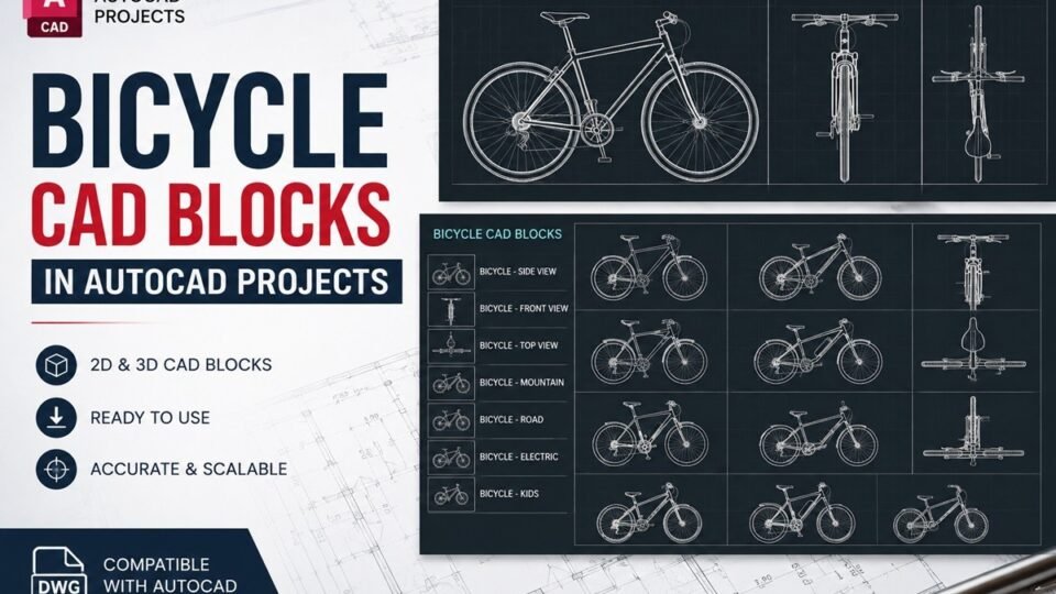 Bicycle CAD blocks and technical bike drawings used in AutoCAD projects